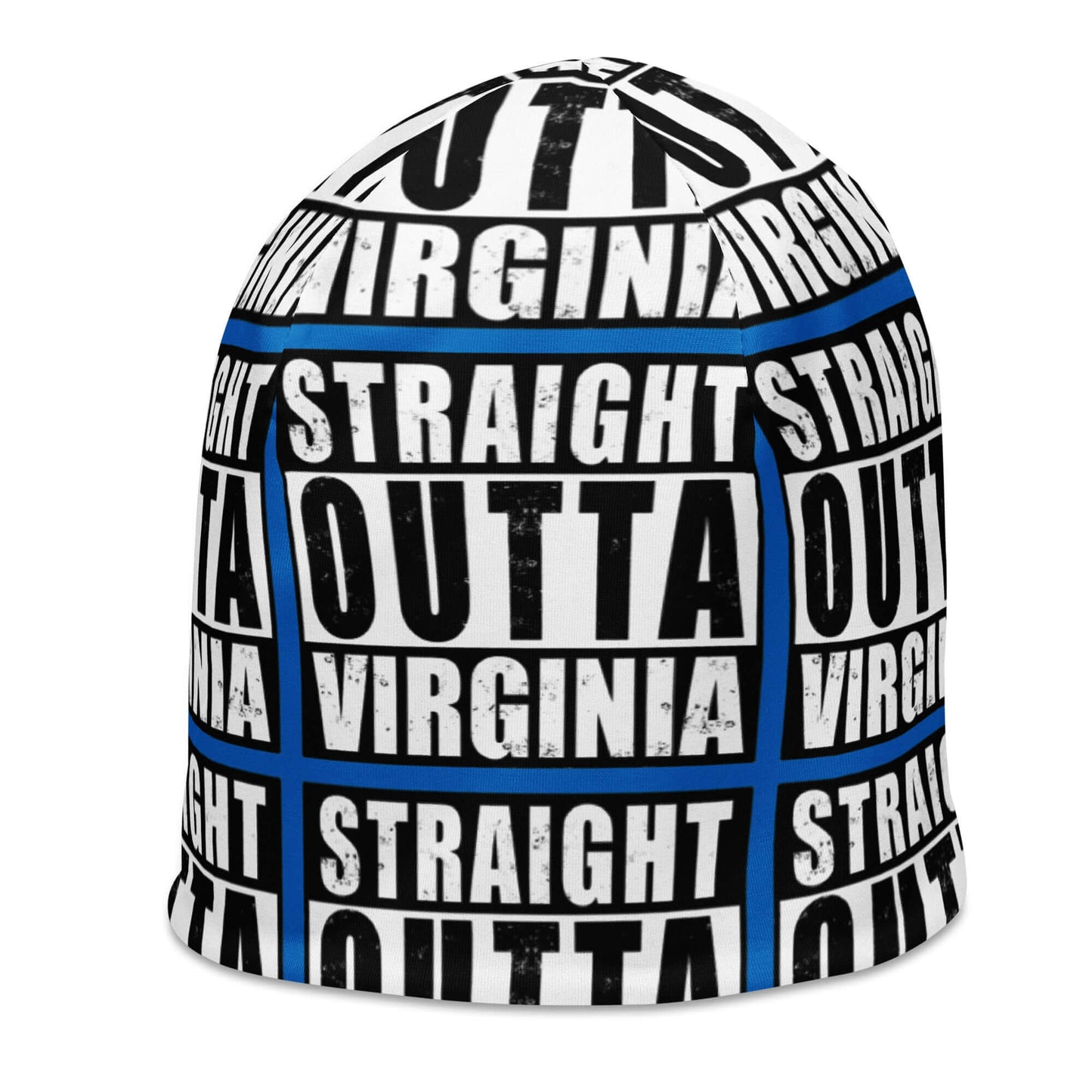 Straight Outta Virginia Print Unisex Beanie - Blue