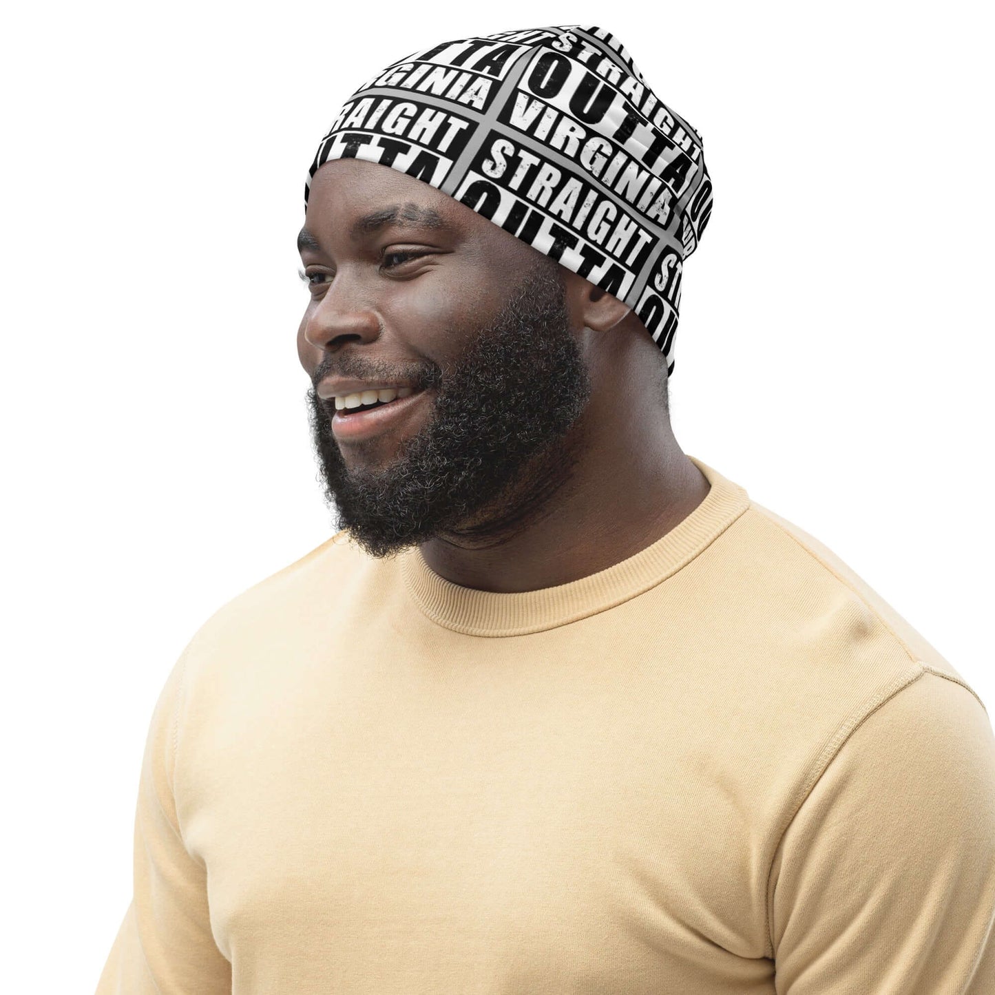 Straight Outta Virginia Print Unisex Beanie - Grey