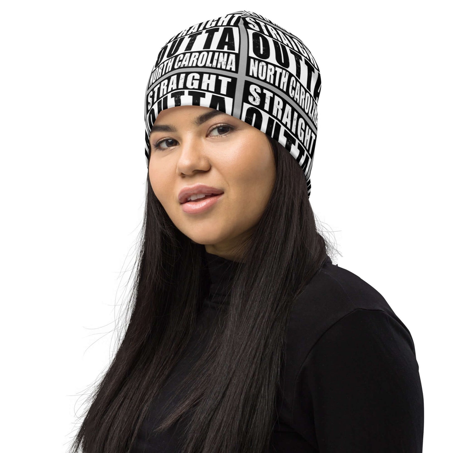 Straight Outta North Carolina Print Unisex Beanie - Grey