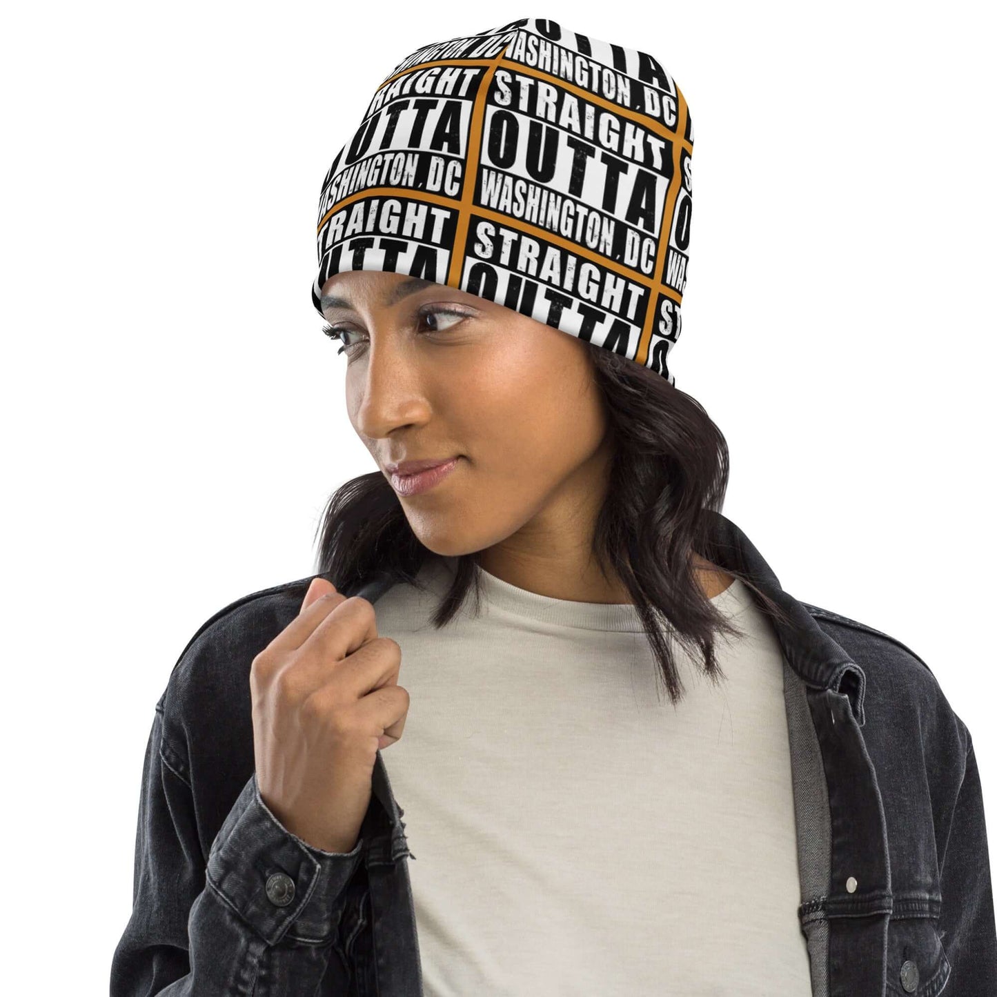 Straight Outta Wash. DC Print Unisex Beanie - Gold