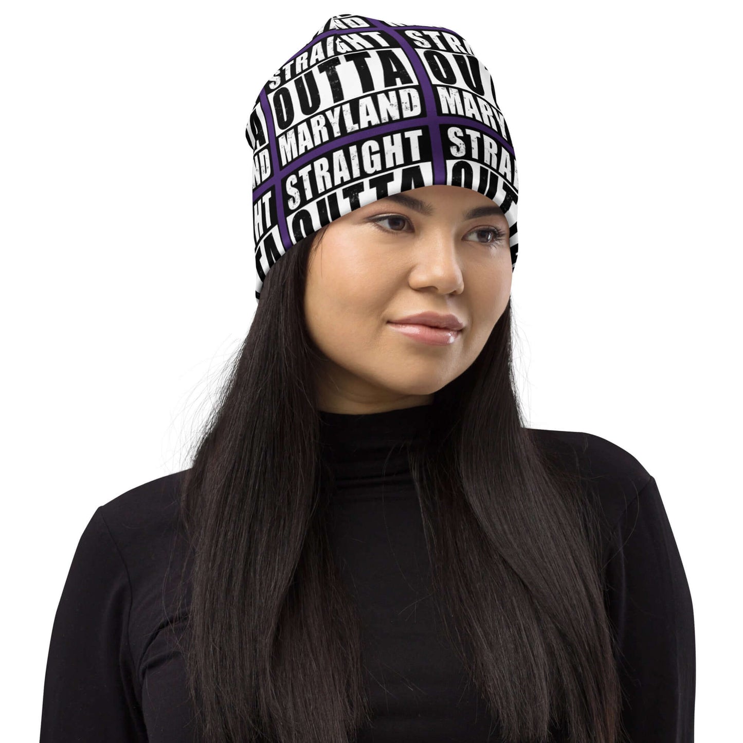 Straight Outta Maryland Print Unisex Beanie - Purple