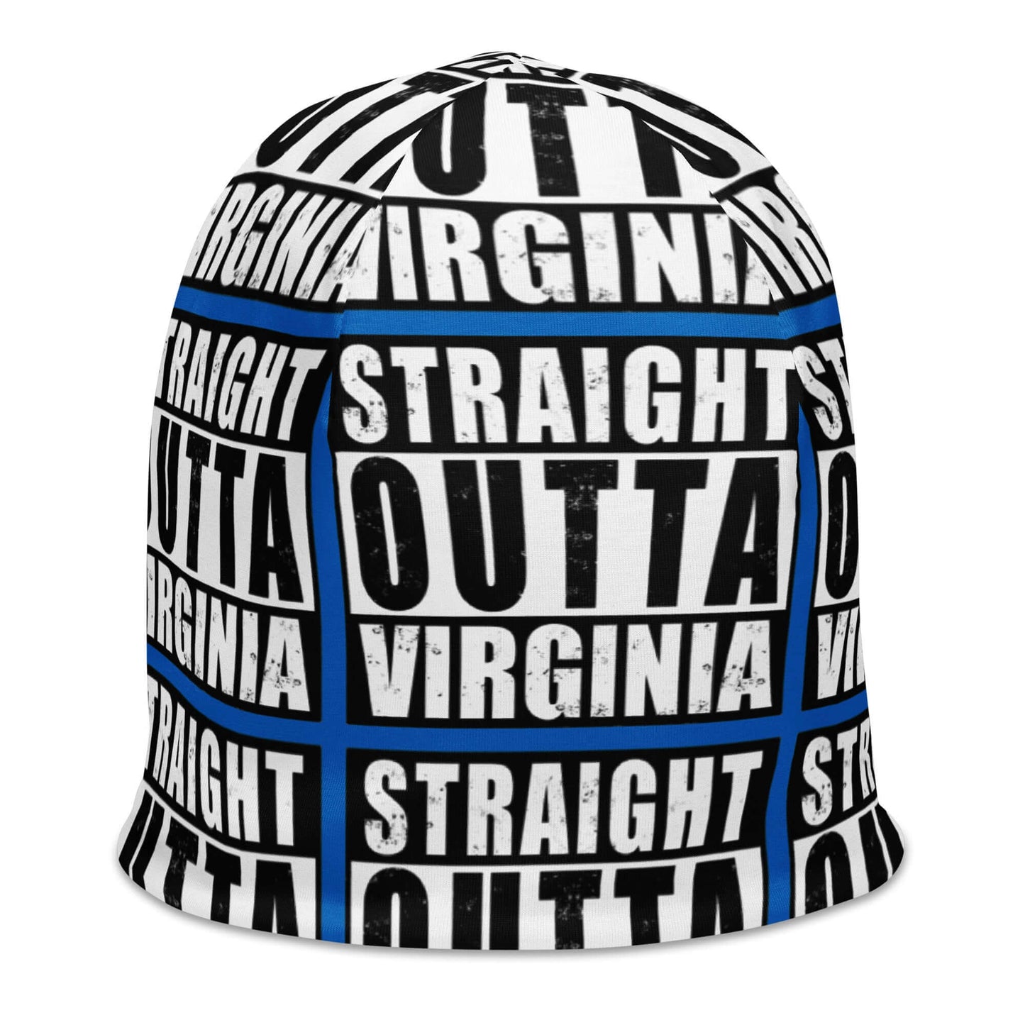 Straight Outta Virginia Print Unisex Beanie - Blue