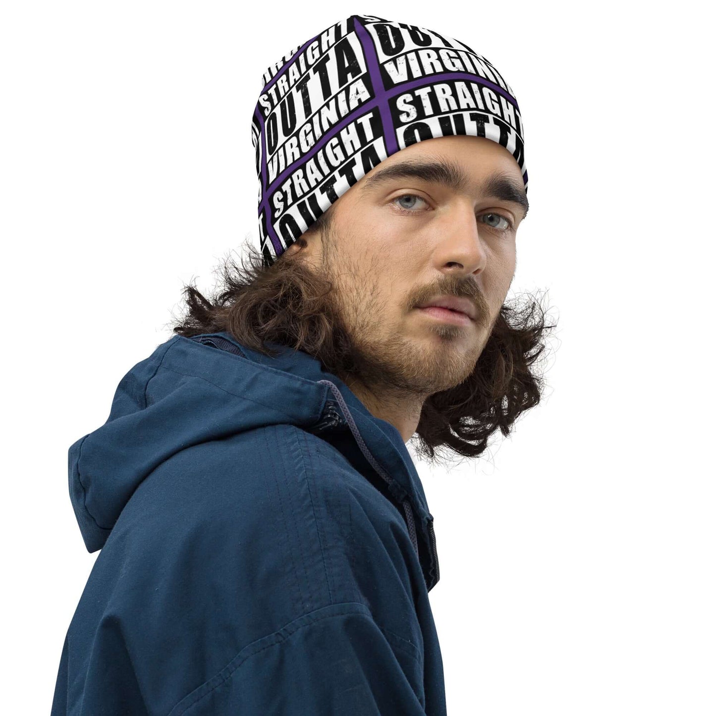 Straight Outta Virginia Print Unisex Beanie - Purple