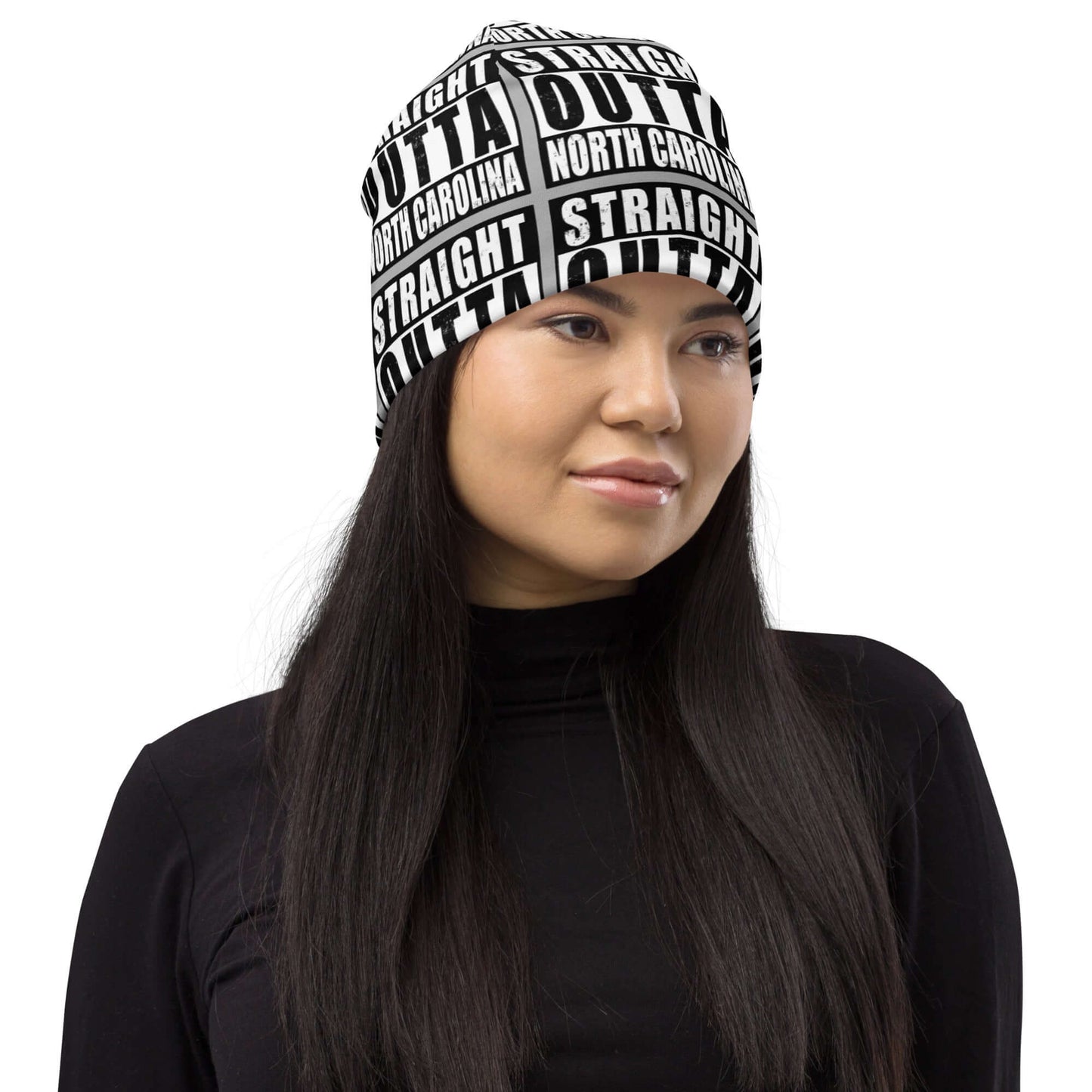 Straight Outta North Carolina Print Unisex Beanie - Grey