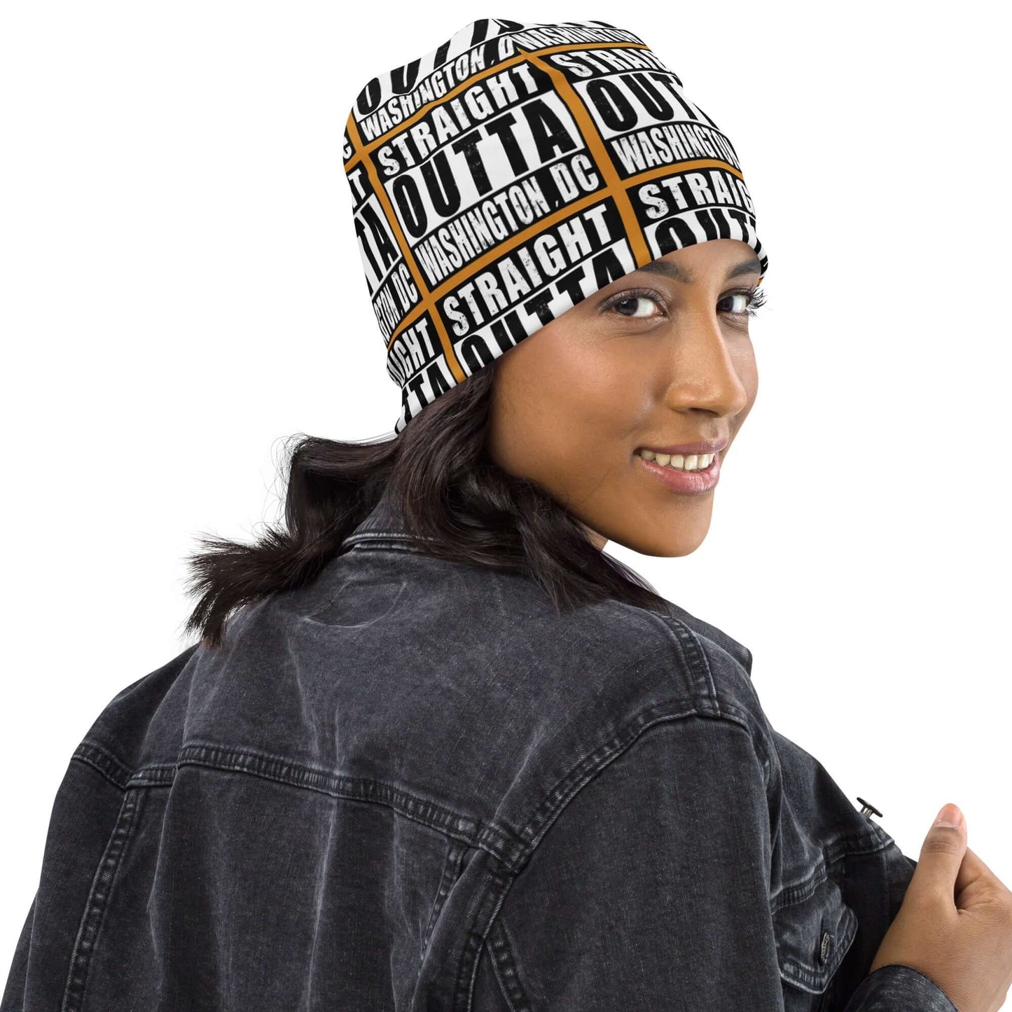 Straight Outta Wash. DC Print Unisex Beanie - Gold