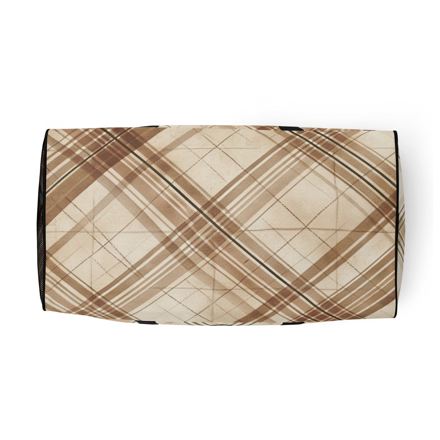 Bottom of brittle colored plaid background duffel