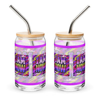 I Am Now Purple Camou Can-Shaped Glass, 16 oz