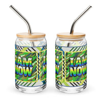 I Am Now Green Camou Can-Shaped Glass, 16 oz