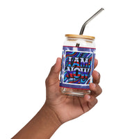 I Am Now Blue Camou Can-Shaped Glass, 16 oz
