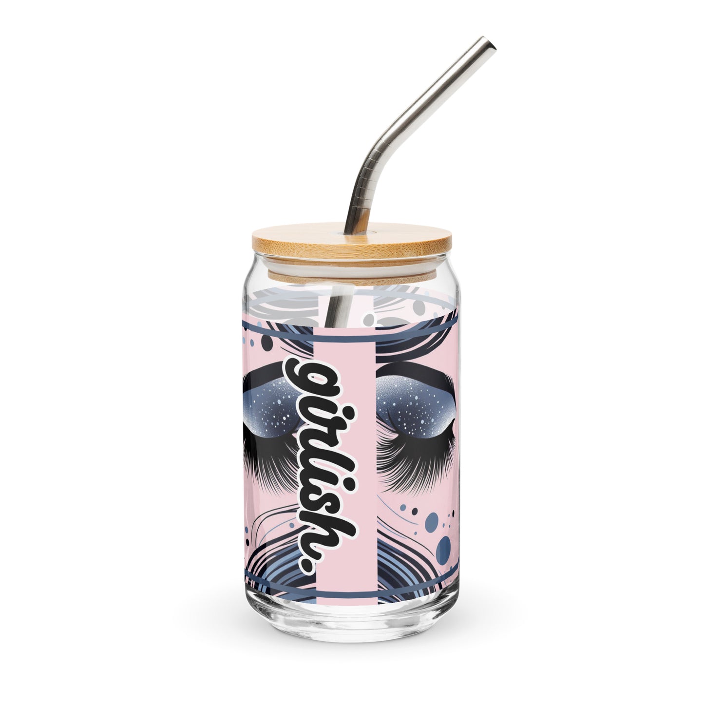 G is for Girlish Shadow Blue Can-Shaped Glass, 16 oz
