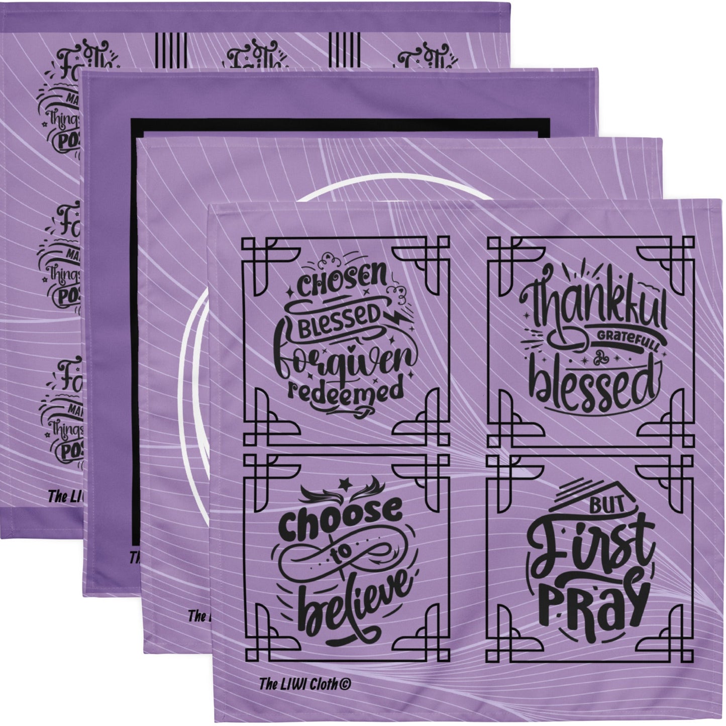 The LIWI Cloth©: So Blessed-Purple Variety (Set of 4, 20" x 20")