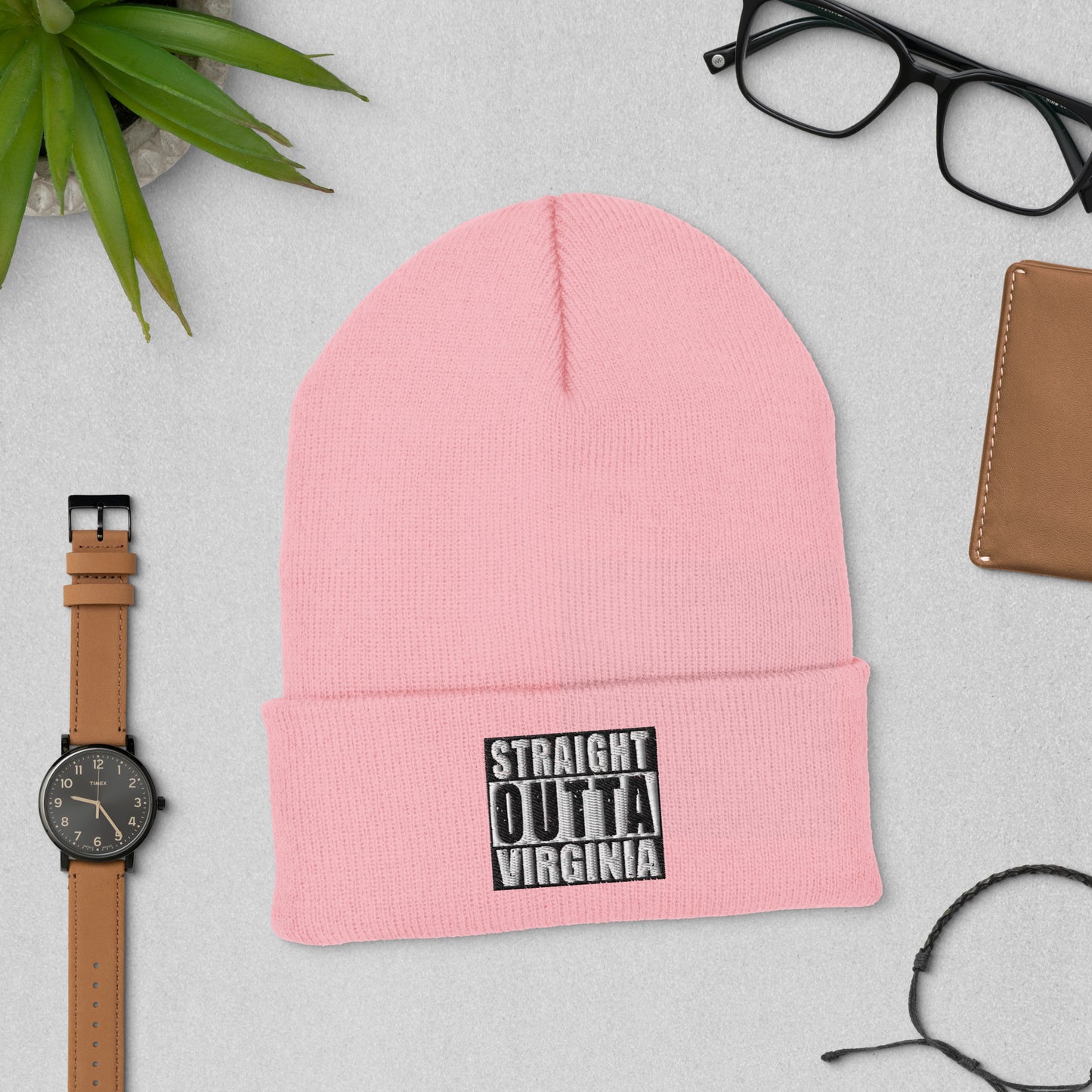 Straight Outta Virginia Embroidered Unisex Cuffed Beanie