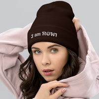 I Am NOW Embroidered Acrylic Cuffed Beanie - White Accented