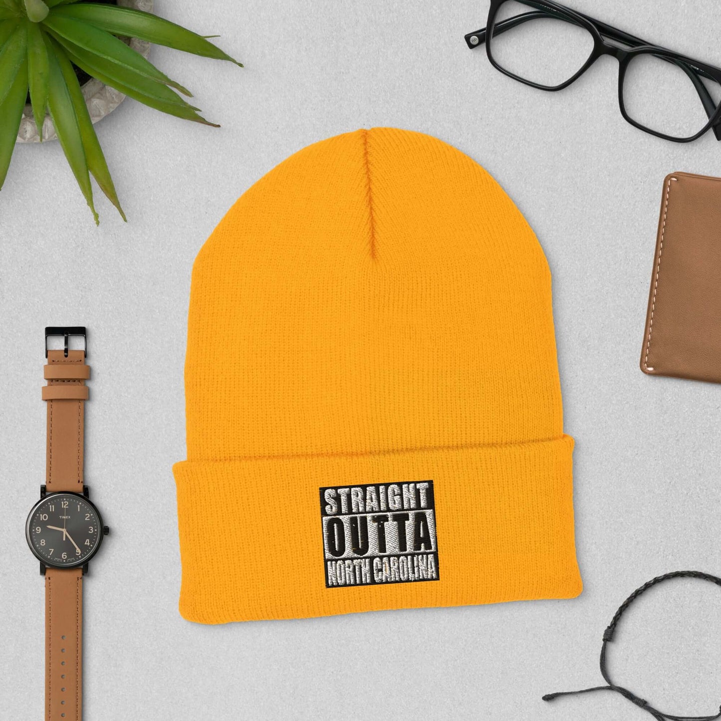 Straight Outta North Carolina Embroidered Unisex Cuffed Beanie