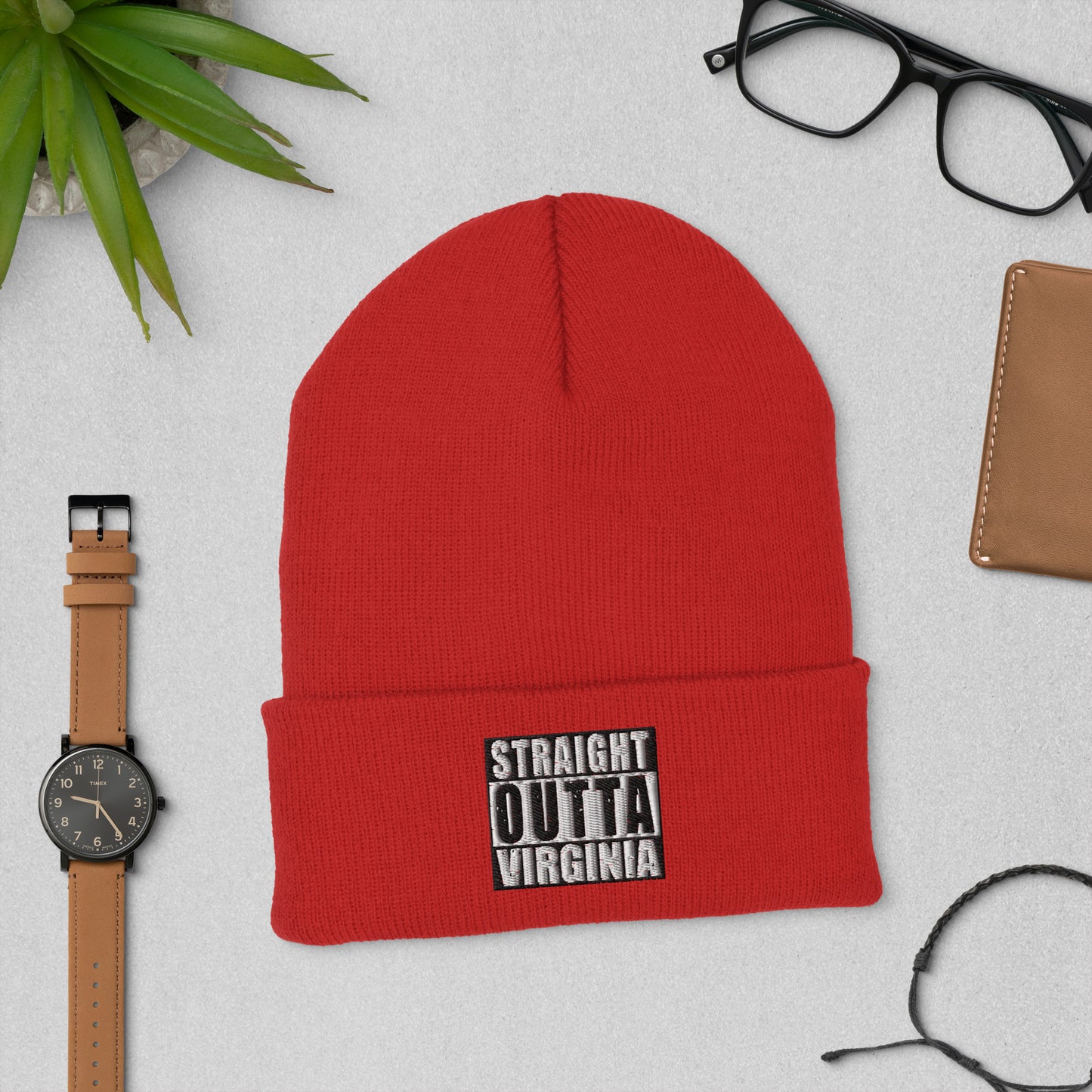 Straight Outta Virginia Embroidered Unisex Cuffed Beanie