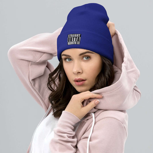 Straight Outta Wash. DC Embroidered Unisex Cuffed Beanie