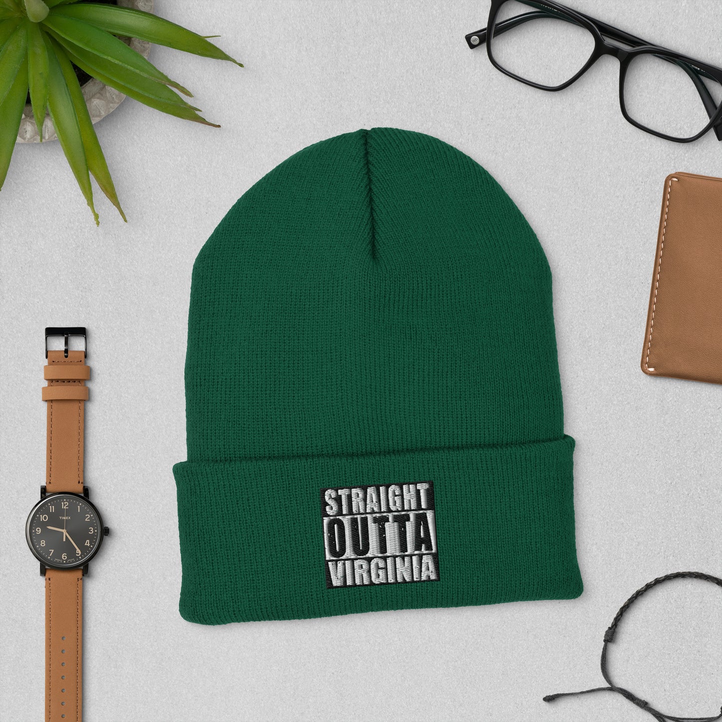 Straight Outta Virginia Embroidered Unisex Cuffed Beanie