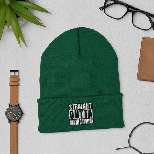 Straight Outta North Carolina Embroidered Unisex Cuffed Beanie