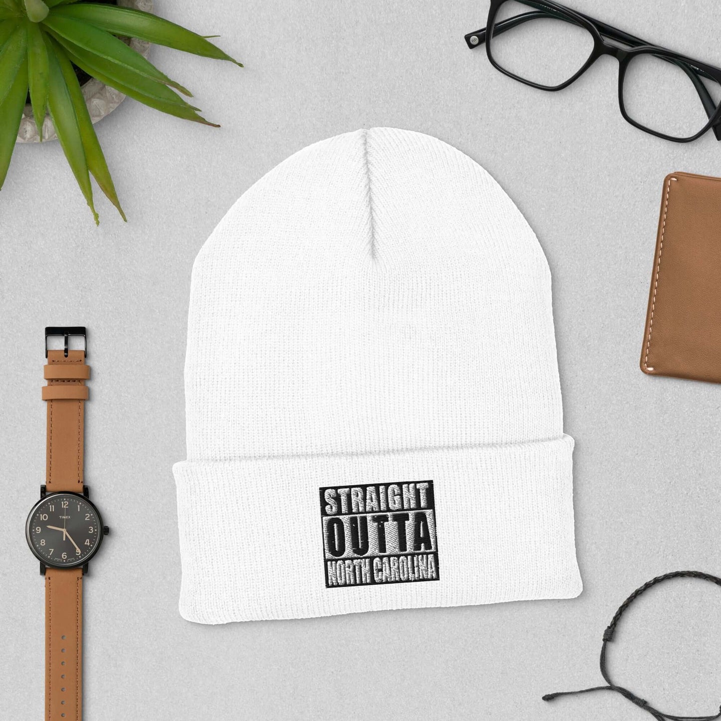 Straight Outta North Carolina Embroidered Unisex Cuffed Beanie