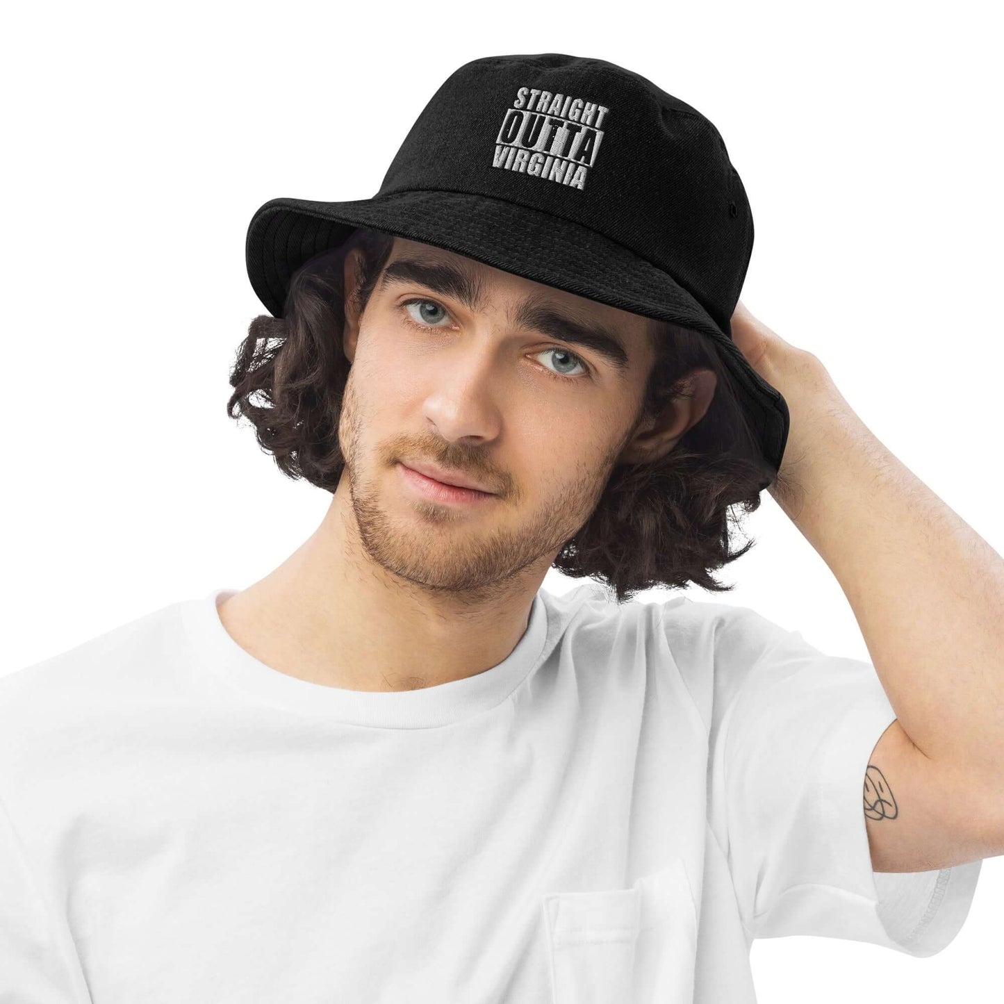 Straight Outta Virginia Embroidered Unisex Denim Bucket Hat