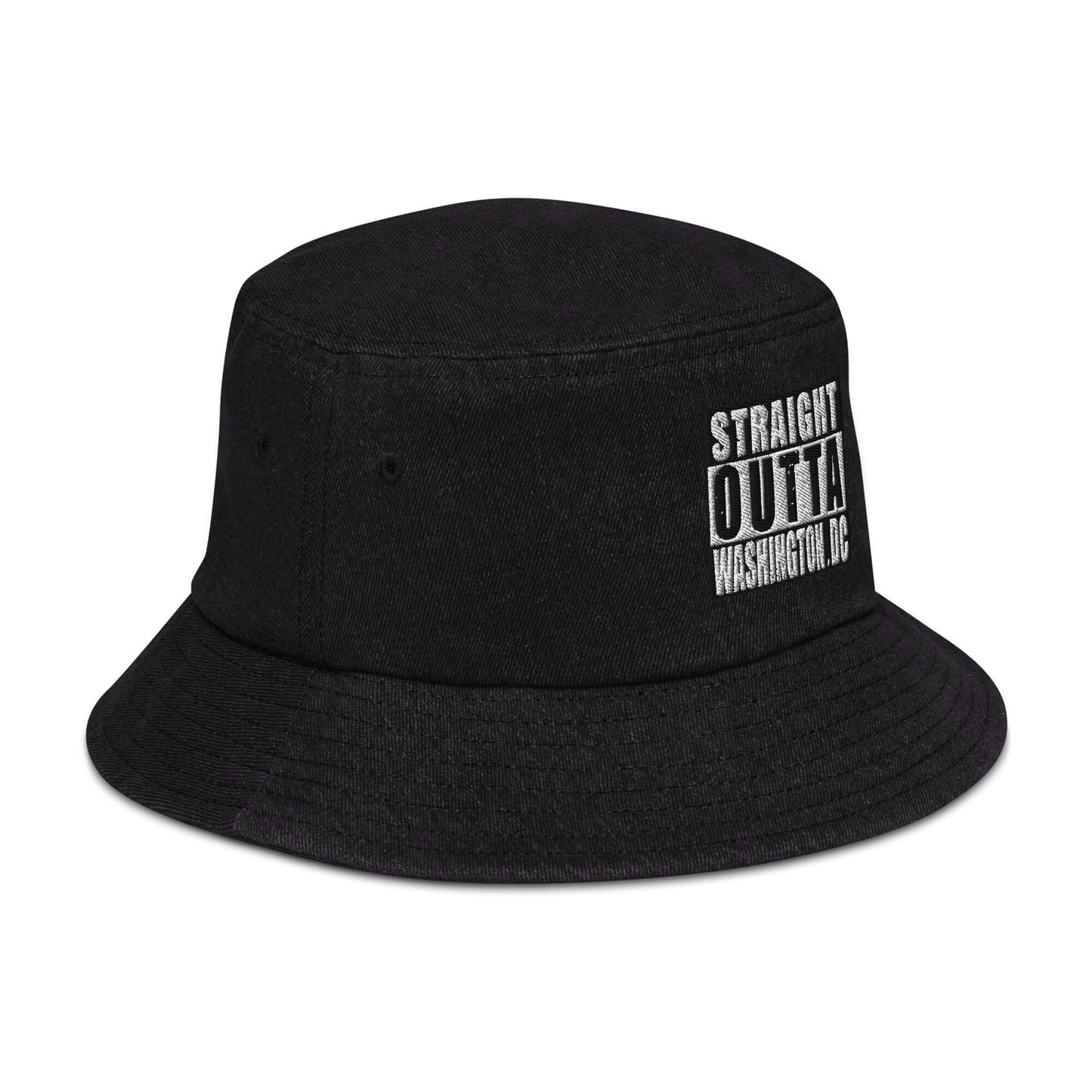 Straight Outta Wash. DC Embroidered Unisex Denim Bucket Hat