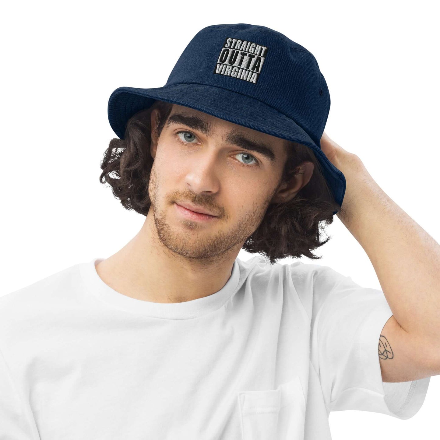 Straight Outta Virginia Embroidered Unisex Denim Bucket Hat