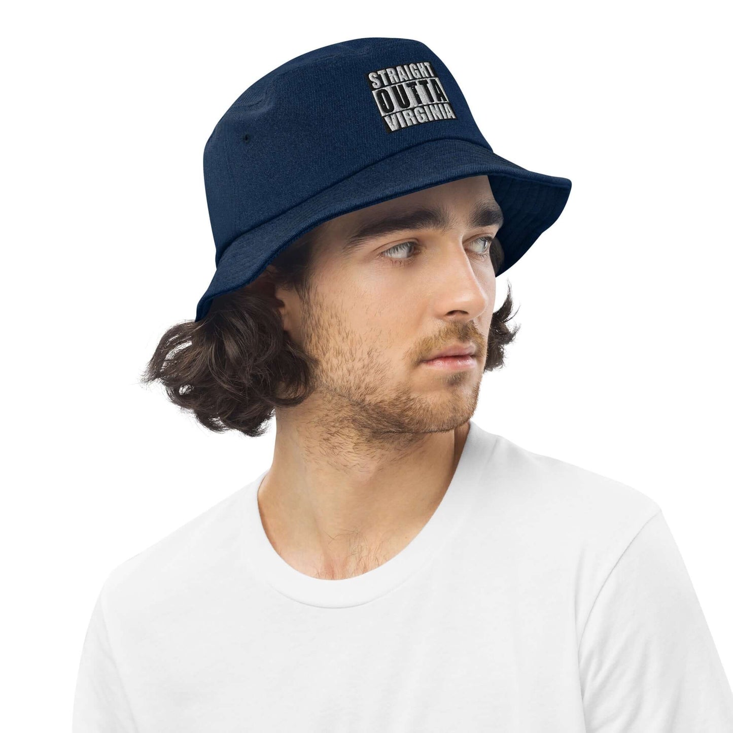 Straight Outta Virginia Embroidered Unisex Denim Bucket Hat