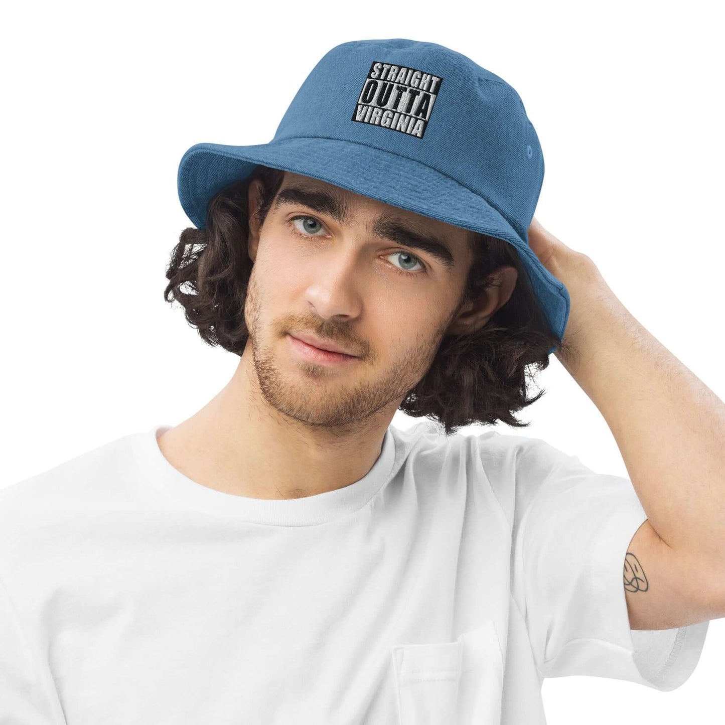 Straight Outta Virginia Embroidered Unisex Denim Bucket Hat