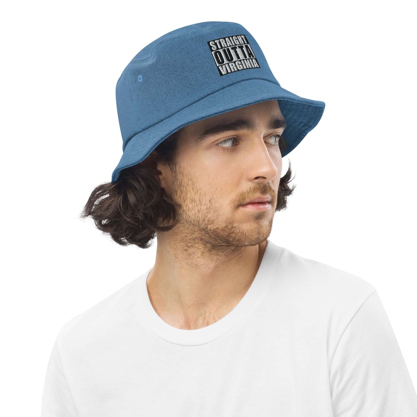 Straight Outta Virginia Embroidered Unisex Denim Bucket Hat