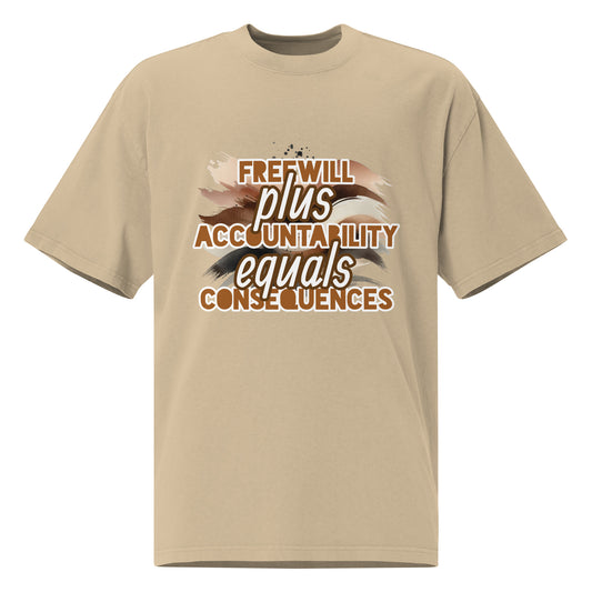 Freewill + Accountability = Consequences Unisex Cotton T-Shirt - Brown Accents