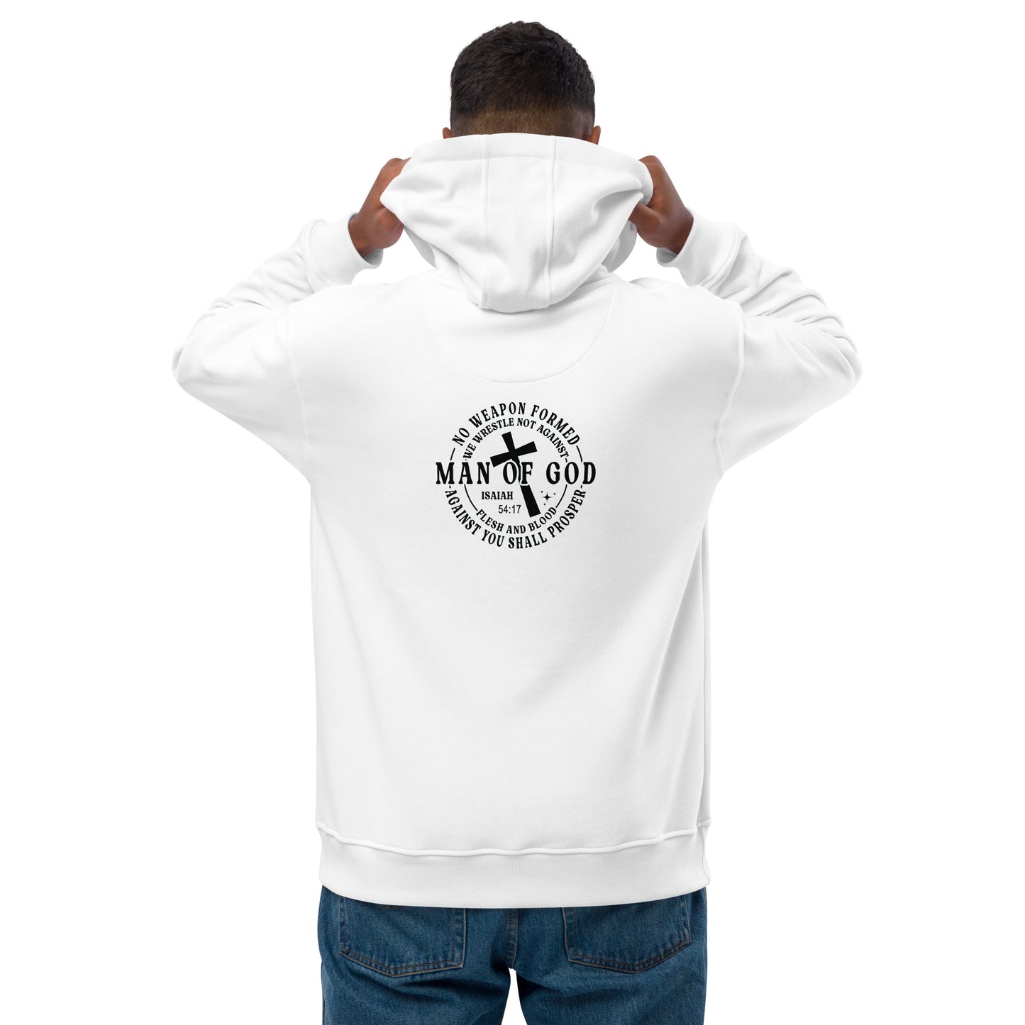 Man of God Message Premium Cotton-Blend Eco Hoodie - Blue