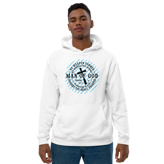 Man of God Message Premium Cotton-Blend Eco Hoodie - Blue