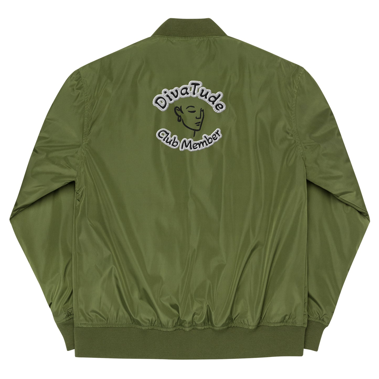 DivaTude Club Member© Women's Embroidered Premium Bomber Jacket - Green