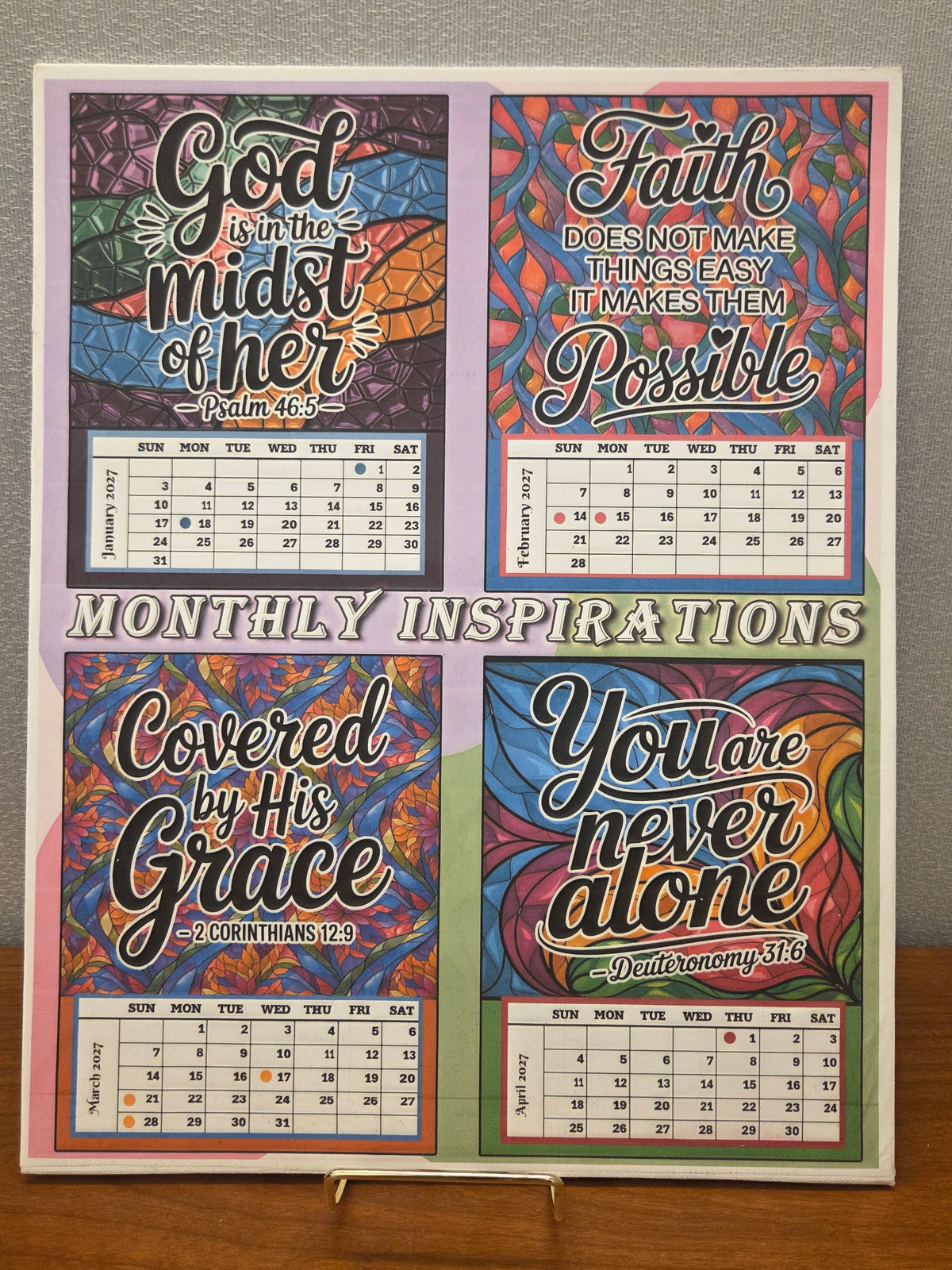 Year 2027 Calendar - Inspirations for Your Spirit (Set of 3 - 4-Month 11x14 Canvas Prints)