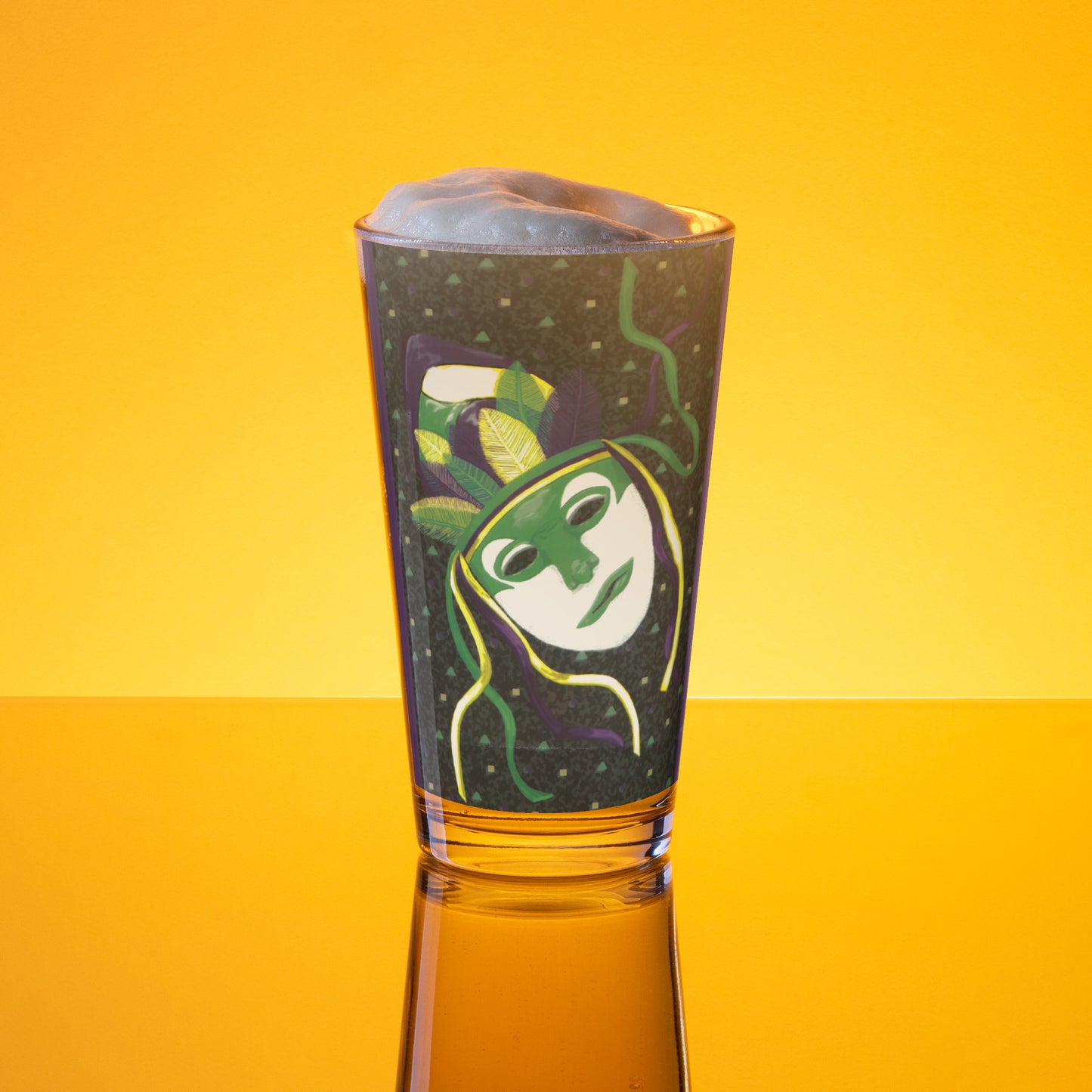 Mardi Masked Shaker Pint Glass, 16 oz.