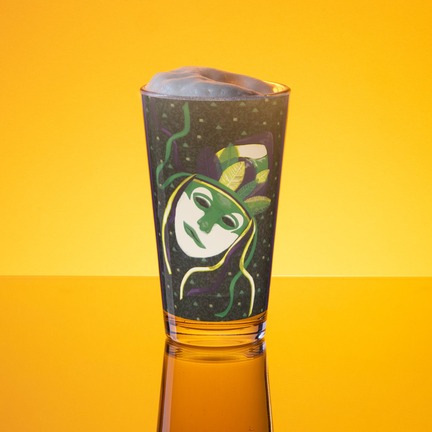 Mardi Masked Shaker Pint Glass, 16 oz.