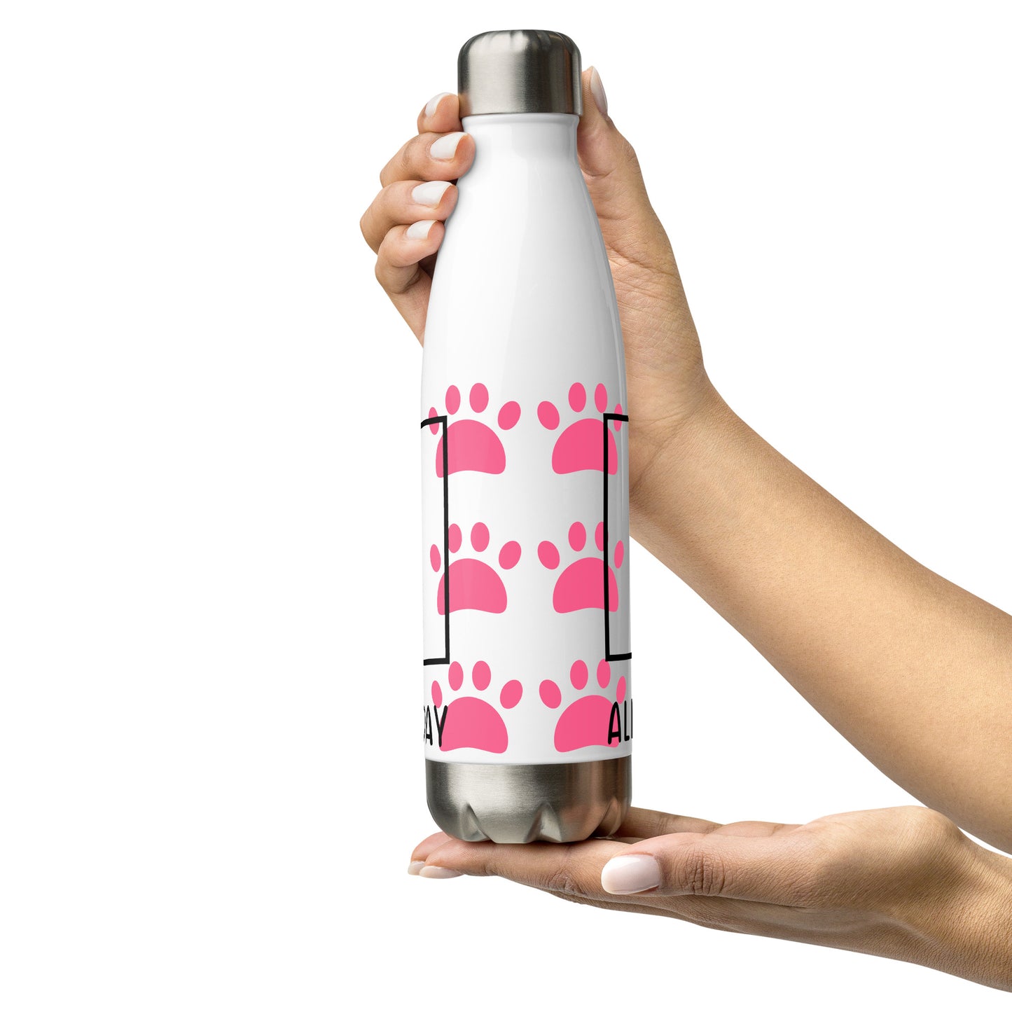 Dog Mama Stainless Steel Water Bottle - Pink, 17 oz.