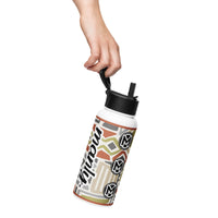 M is for Manly Tribal Tune Stainless Steel Water Bottle w/Straw Lid, 32 oz