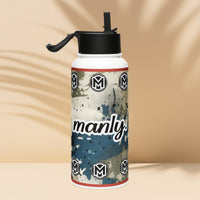 M is for Manly Camou Play Stainless Steel Water Bottle w/Straw Lid, 32 oz