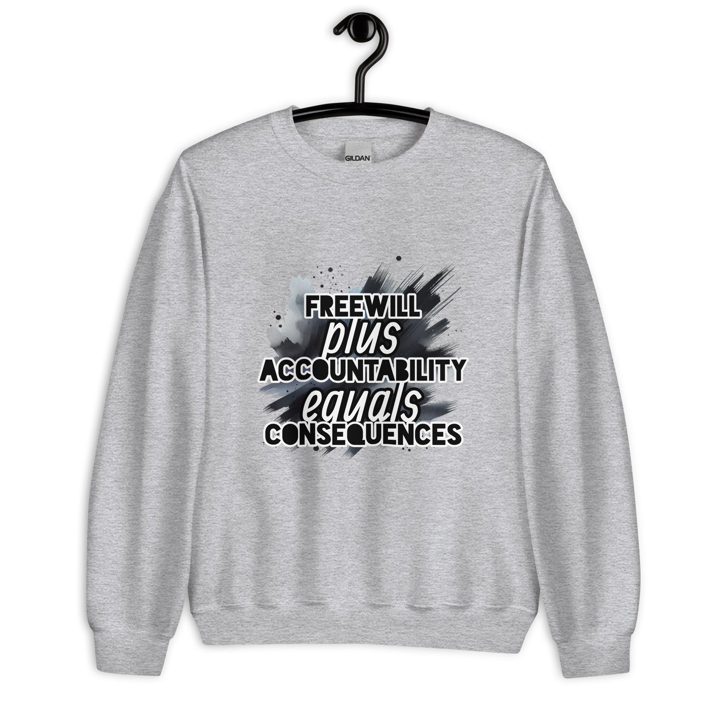 Freewill + Accountability = Consequences Unisex Sweatshirt - Black Accents