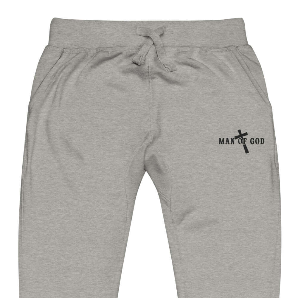 Man of God Message Embroidered Fleece Sweatpants