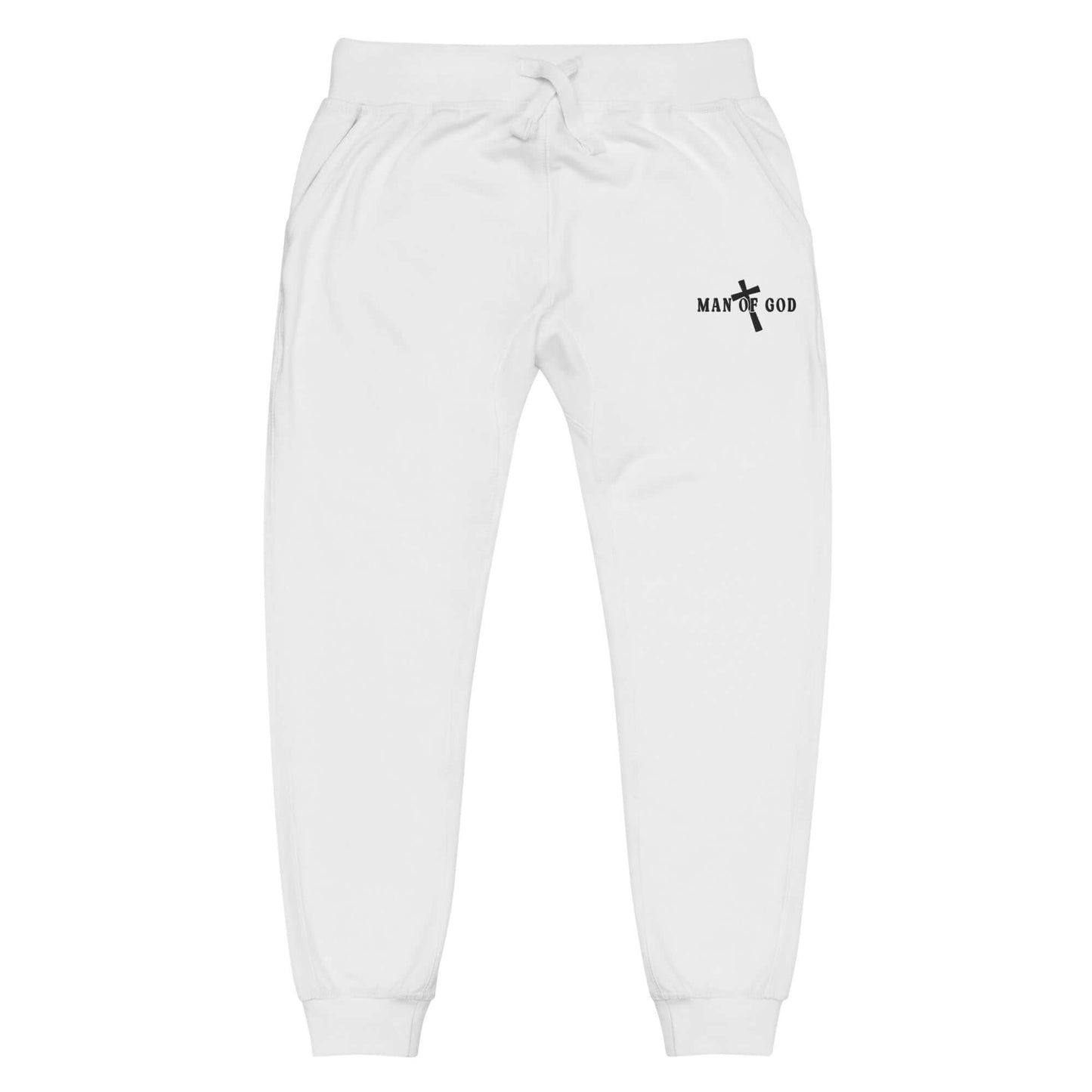 Man of God Message Embroidered Fleece Sweatpants