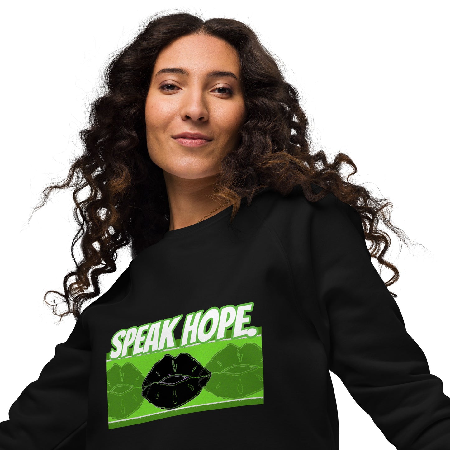 Speak Hope Cotton-Poly Blend Sweatshirt - Green Accented