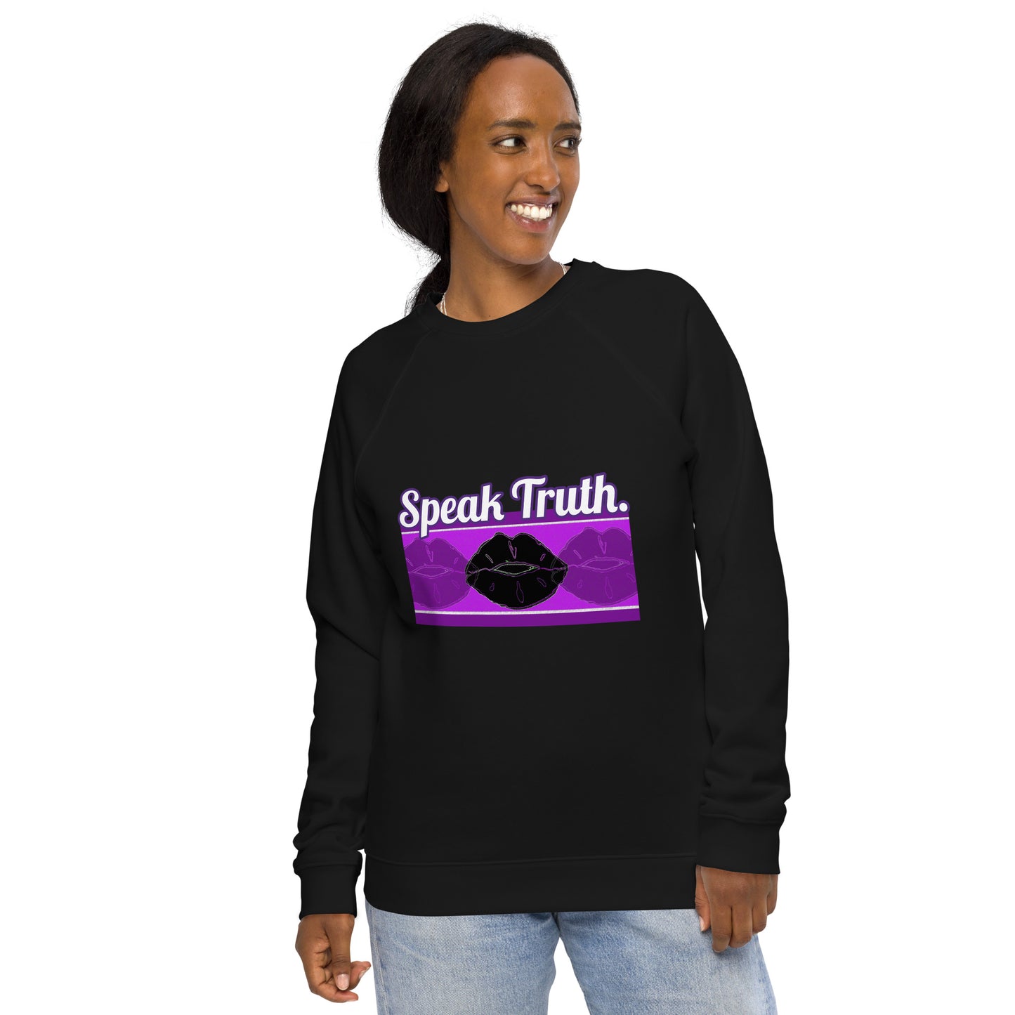 Speak Truth Cotton-Poly Blend Sweatshirt - Purple Accented