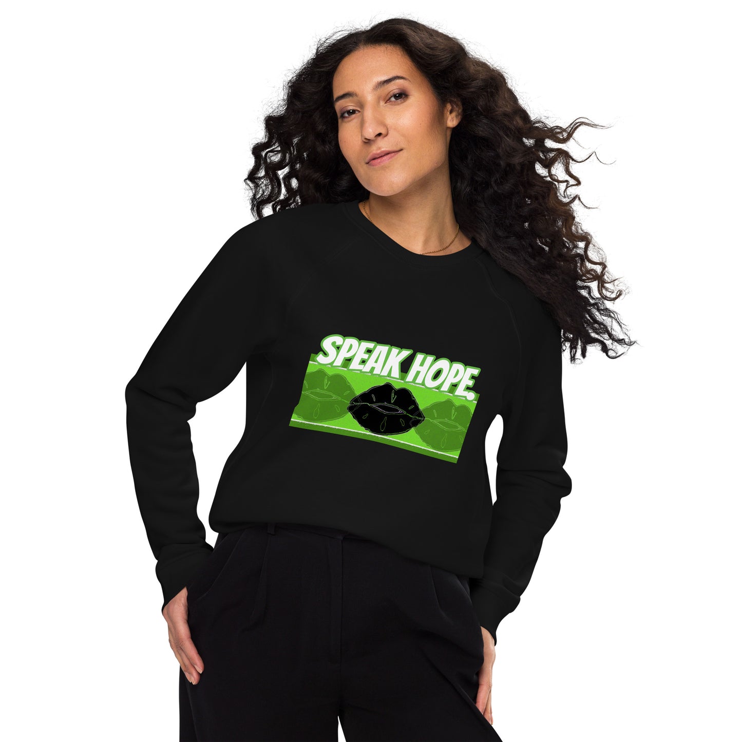 Speak Hope Cotton-Poly Blend Sweatshirt - Green Accented