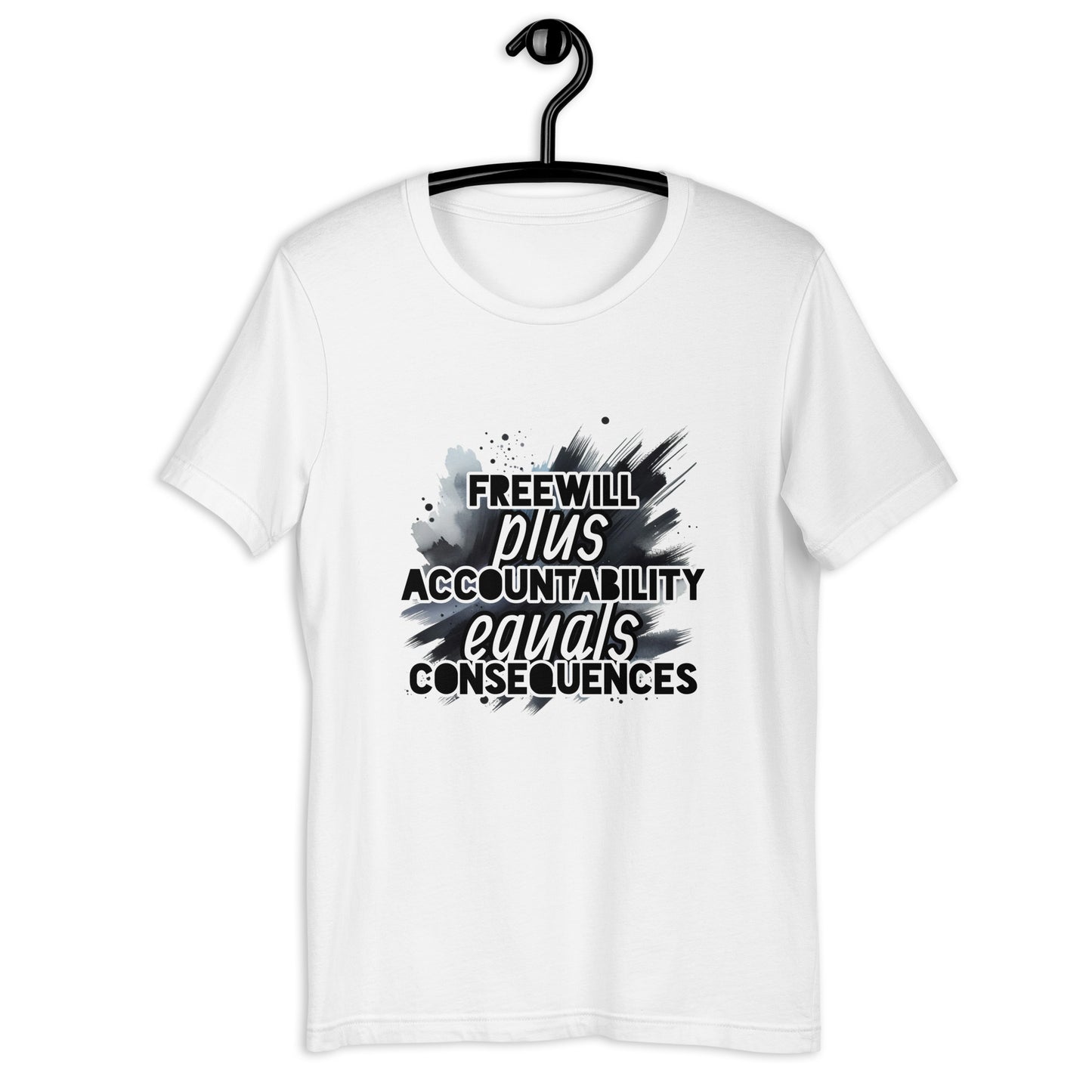 Freewill + Accountability = Consequences Unisex Cotton T-Shirt - Black Accents