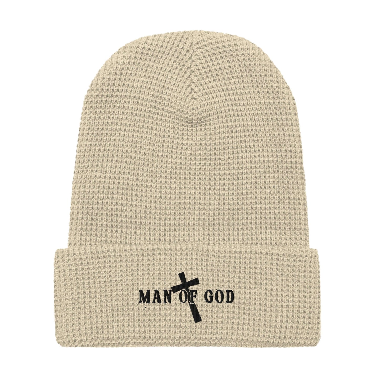 Man of God Message Embroidered Waffle Beanie