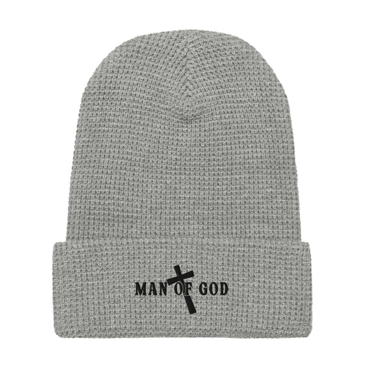 Man of God Message Embroidered Waffle Beanie