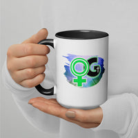 Lady of God White Glossy Mug w/Color Inside - Green, 15 oz