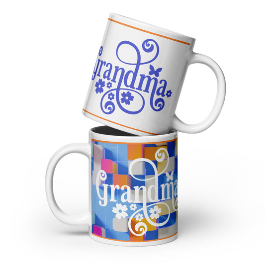 Grandma Bluish White Glossy Mug, 20 oz